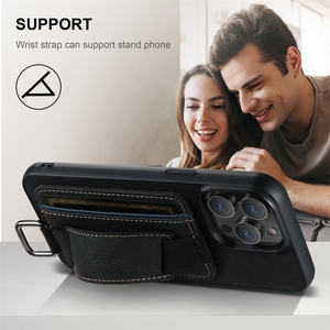 Funda de teléfono de cuero con ranura para tarjeta de lujo para <span class=keywords><strong>iPhone</strong></span> 16 15 14 13 12 <span class=keywords><strong>11</strong></span> Pro Max con correa de mano fundas móviles para niñas - Product Image 3