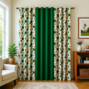 <span class=keywords><strong>Tende</strong></span> Oscuranti All'Ingrosso con Stampa Floreale e Occhielli, Drappeggi per Camera da Letto e <span class=keywords><strong>Soggiorno</strong></span>, Tenda Moderna Bicolore Patchwork con Occhielli - Product Image 1