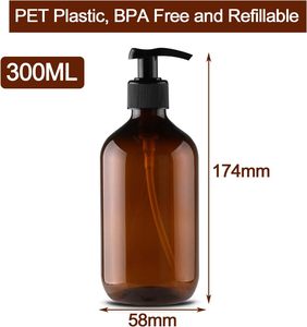 ขวดแชมพูพลาสติก PET สีเขียวอำพันใส ทรงกลม ไหล่โค้งมน ขนาด 100 มล. 150 มล. 200 มล. 300 มล. 500 มล. พร้อมหัวปั๊ม สำหรับบรรจุน้ำมันใส่ผม - Product Image 3