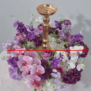 Wholesale 60cm Purple Pink Artificial <b>Flowers</b> Wedding Table Centerpiece <b>Flower</b> Ball Candlestick <b>Flower</b> Wreath Party Event Prop - Product Image 6