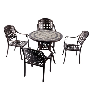 Juego de sillas redondas de aluminio fundido para jardín al aire libre, muebles de patio trasero de secado rápido - Product Image 5