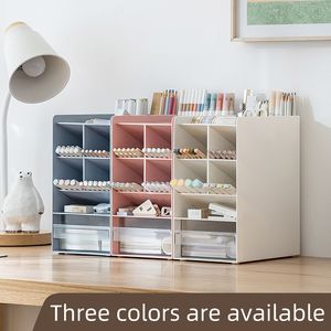 Organisateur de bureau OEM/ODM grande capacité avec 9 compartiments, support de rangement de bureau en plastique pour stylos - Product Image 6