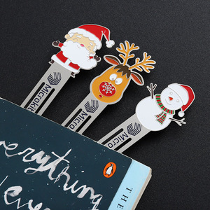Marcapáginas de Metal Personalizado con Diseño Navideño de Papá Noel y Muñeco de Nieve, en Latón y Acero Inoxidable - Product Image 5