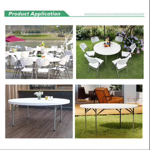 Plastic ronde opvouwbare tafel- en stoelenset - modern lichtgewicht ontwerp voor buitenbijeenkomsten, draagbaar - Product Image 4