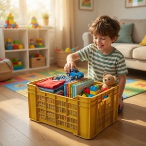 Panier de rangement ventilé empilable en plastique pour légumes frais, fruits et poissons, caisses de transport en maille pour la logistique et la récolte - Product Image 2