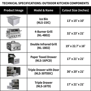 USA Warehouse Stock Modular 304 Stainless Steel <strong>BBQ</strong> Island with Ice Bin 4 Burner Built-in Gas Grill Outdoor Kitchen Kit - Product Image 4