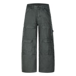 Pantalon de travail multi-poches tendance style américain, <span class=keywords><strong>d</strong></span>élavé, coupe ample et large, pantalon <span class=keywords><strong>d</strong></span>écontracté de haute qualité pour hommes - Product Image 5