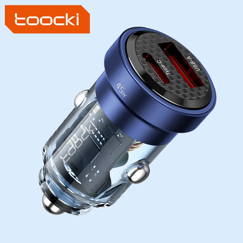 Toocki Customization Fast Charging USB Car Charger Type C PD+QC 45W USB C Fast Car Charger Adapter
