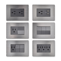 Prise Électrique Standard IGOTO America 2 3 Gangs 2 Voies, Interrupteurs et Prises Murales en Acier Inoxydable