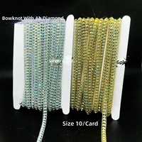 Pinces à cheveux suspendues Art Déco, nœud papillon, chaîne en strass AB, or et argent, pour la création d'accessoires capillaires DIY, de serre-têtes et de bijoux