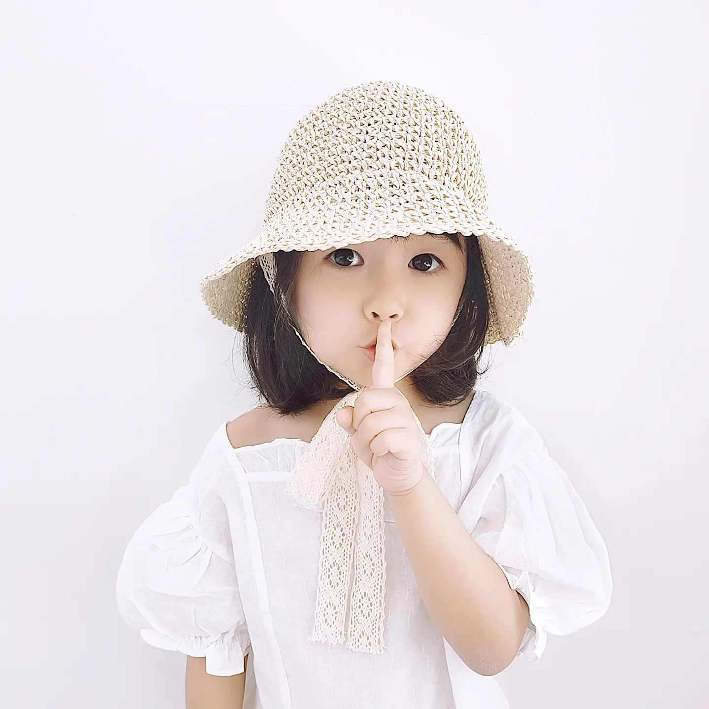 כובע קש עניבת תחרה לתינוק קיץ לגילאי 1-6 ילדים כובעי שמש רכים מגניבים בסגנון קוריאני אביב תינוקת כובע דלי ילד