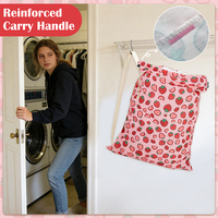 Sac à linge de voyage personnalisé extra large en toile robuste avec cordon de serrage, imprimé fraises, pour vêtements sales