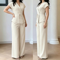 Ensemble de spa pour femmes, veste kaki à col en V avec poches, viscose/polyester tissé, uniforme de beauté de haute qualité pour salon