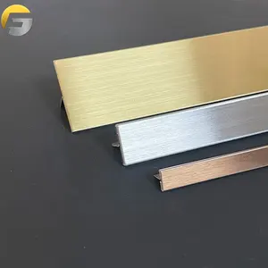 M08 Decorative Metal Trim For Wall Rose Gold Brushed Stainless Steel T Profile Strip Metal Wall Tile Trim For Furniture