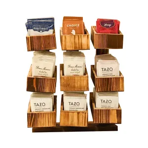 Rustic Wooden Tea Box Organizer Wood Tea Bag Holder Box For Storage Tea Caddy