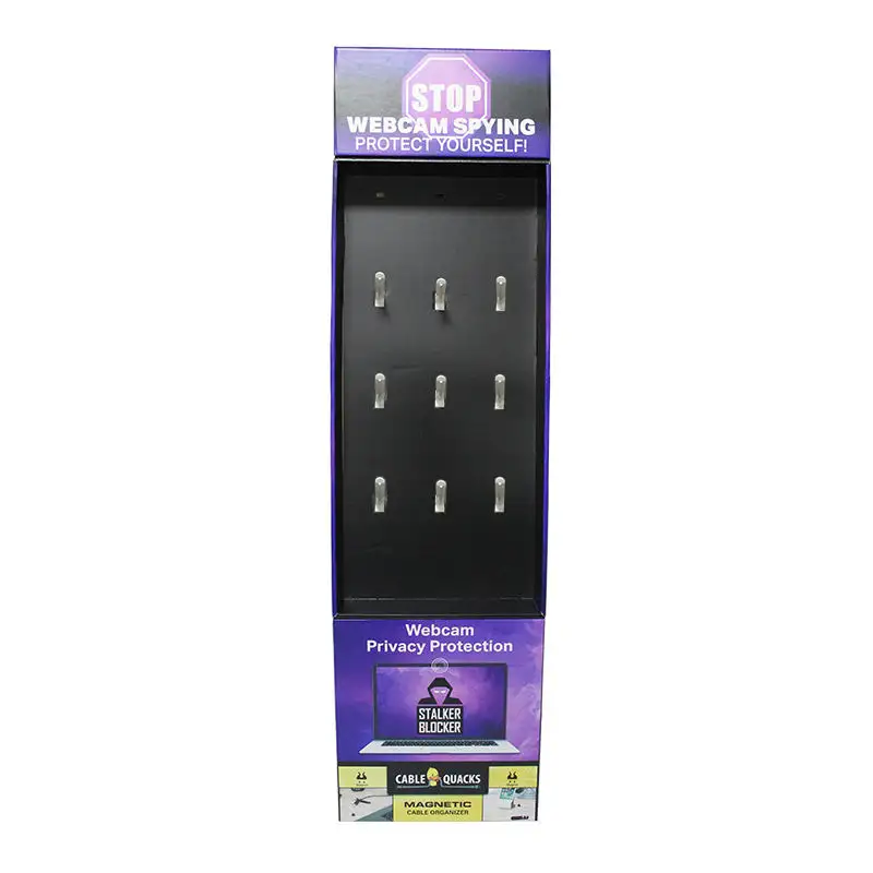 Retail Store Merchandising Custom Cardboard Standee Floor Paper Display Stand with Hook Rack Card Sleeves Pegboard Display