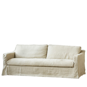 Meubles de salon Canapé 3 places à froufrous en tissu de lin <span class=keywords><strong>blanc</strong></span> - Product Image 1