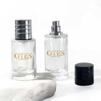 À vendre luxe personnalisé clair forme cylindrique 25ml 50ml 100ml vaporisateur verre parfum atomiseur huile essentielle bouteille de parfum