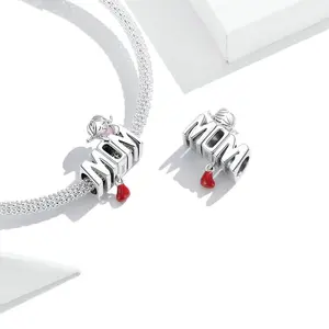 Nuovi prodotti per la festa della mamma all'ingrosso 925 argento oro bianco cuore i love mom bracciale charms