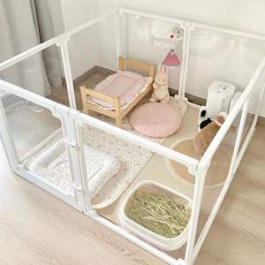 Jaula cuadrada de plástico transparente moderna para perros con cierre de botón, valla ecológica para perros pequeños medianos con patrón sólido para interiores/exteriores - Product Image 3