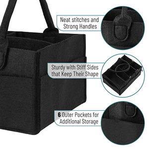 Organizador de pañales, cesta de almacenamiento de fieltro, caja de almacenamiento de fieltro con bolsillo con cremallera - Product Image 3