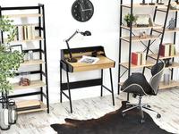 Bureau d'ordinateur moderne en bois convertible avec tiroirs, design de panneau pour le bureau à domicile et l'étude