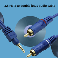 Baru Kabel Audio AV Berlapis Emas 1 Ke 2 Dc 3.5 Mm Colokan Ke Aux 2 RCA Lotus Kabel TV Kabel Video untuk Pemutar MP3/MP4, Komputer, Ponsel