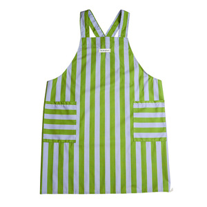 Bib Apron Striped Green White Water Repellent Breathable Kitchen Use Women Adults Daily Wear - Product Image 5