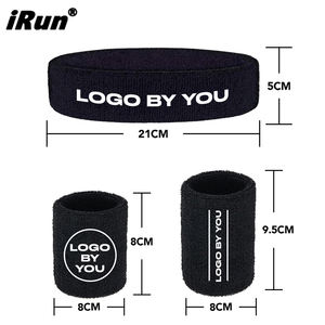 IRun logotipo bordado personalizado algodón suave tenis deportes seguridad pulseras elástico gimnasio Fitness transpirable banda para el sudor - Product Image 2