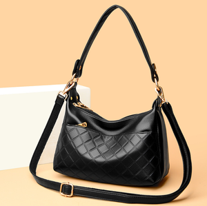Sac à bandoulière en cuir PU noir matelassé, sac hobo avec fermeture éclair, sangle unique pour les voyages quotidiens - Product Image 2