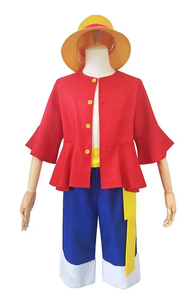 Costume de cosplay <span class=keywords><strong>One</strong></span> <span class=keywords><strong>Piece</strong></span> pour enfants, tenue de cosplay <span class=keywords><strong>Luffy</strong></span>, veste, vêtements, chapeau de paille, chaussures, accessoires de costume - Product Image 5