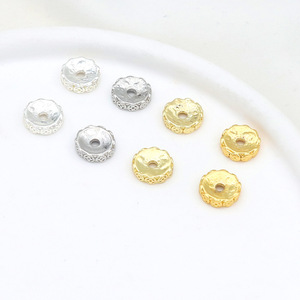 Color-preserving 18K gold-plated concave diamond ring <b>copper</b> coin round spacer beads beaded <b>bracelet</b> necklace DIY accessories - Product Image 1