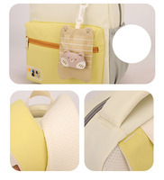 Sac à dos scolaire pour enfants, mignon, géométrique, coloré, avec fermeture éclair et porte-clés ours, imperméable, pour garçons et filles