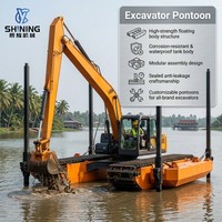 Pont flottant en acier soudé haute résistance pour excavatrice amphibie de 5 tonnes, châssis flottant personnalisé pour travaux en eau peu profonde, dans la boue et sur les rives intérieures
