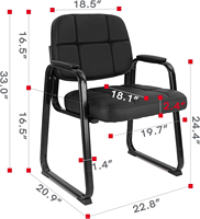 Chaise d'invité de salle d'attente avec accoudoir rembourré en cuir reconstitué Chaise de visiteur