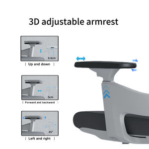 Chaise de bureau de direction moderne en tissu maillé Chaise de bureau de secrétaire en maille grise à dossier haut réglable contemporaine pivotante - Product Image 5