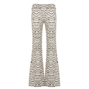 Tiger Print Knit <b>Flare</b> Pants, <b>Low</b> <b>Rise</b> Casual Trousers, Y2K Vintage Streetwear Women Fashion Long Pants - Product Image 6