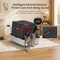 Bac à litière automatique pour chat en acier inoxydable, grande capacité de 70 L, bac à litière fermé intelligent avec contrôle des odeurs pour plusieurs chats