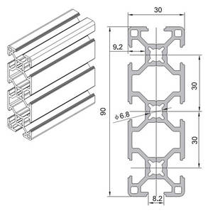 Profilo in Alluminio con Scanalatura a T 30*90 mm - Product Image 2