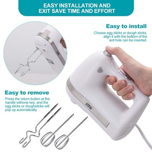 Batteur électrique Winning Star 200W 5 vitesses avec fouet et crochet pétrisseur pour la pâtisserie et le mélange - Product Image 2