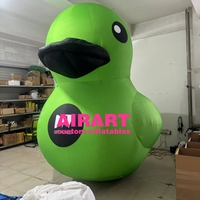 Canard gonflable géant de couleur verte, canard de dessin animé gonflable, logo imprimé gratuit, canards gonflables