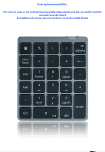 Aluminum Bluetooth Wireless Numeric Keypad Numpad 28 Keys Portable Rechargeable Numeric Pad for Laptop Desktop - Product Image 4