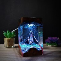 Lampe en résine luminescente Dasrivin - Ornement de lampe de nuit de bureau en résine époxy changeante de couleur et irisée