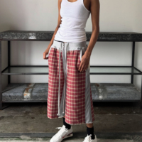 Shorts pour hommes personnalisés, style streetwear décontracté, 100% coton gaufré, patchwork, taille élastique, à carreaux, vintage, avec cordon de serrage