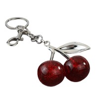 Glitter Cherry Ball sleutelhanger legering blad kreeftgesp splitring voor hangdecoratie op de handtas
