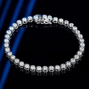 Hot Sell S925 Sterling Silver VVS Moissanite Tennis Bracelet Silver Edge Parcel Design Chain Fine Jewelry Bracelet For Men Women