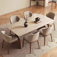 Ensemble de table et chaises de salle à manger en bois massif de style nordique traditionnel, meubles d'appartement stables