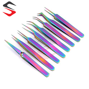 Juego de Pinzas para Extensión de Pestañas, 8 Piezas, Punta de Fibra, Pinzas Profesionales para Pestañas, Multicolores, Acero Inoxidable, Belleza OEM - Product Image 2