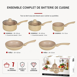 Ensemble de casseroles et poêles en céramique de haute qualité, modernes, revêtues de céramique, 7 pièces, en aluminium - Product Image 2