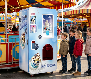 Distributeur automatique de glaces avec trois garnitures croustillantes et trois garnitures au sirop pour la vente sans personnel - Product Image 1